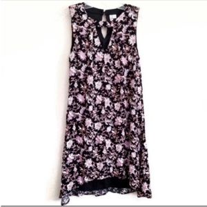 Women’s Francesca's Black Floral Sleeveless Mock Neck Boho Dress Size Medium